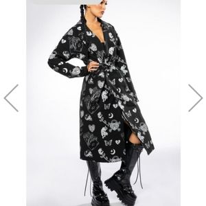 TATTOO LOVER TRENCH COAT IN BLACK Size Medium
